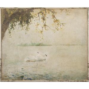 Creative Co-Op Vintage Swans Wood Framed Wall Dcor, 37.5"L x 31.5"W