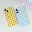 for iPhone 14 Case, Cute Gingham Pattern Aesthetic Phone Case, Stylish Shockproof Soft TPU Phone Cover for Women Girls, Pink