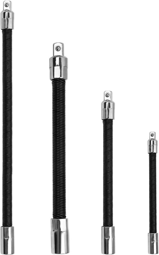FTIHTRY 4-Piece Flexible Socket Extension Bar Set 1/2" 1/4" 3/8" Shaft Drive 1210" 8" 6"