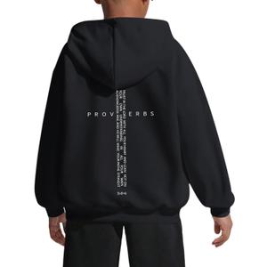 Christian Hoodies for Kids Boys Religious Jesus Hoodie Faith Cross Sweatshirts Vintage Bible Verse Graphic Pullovers (11-12 Years, Black)