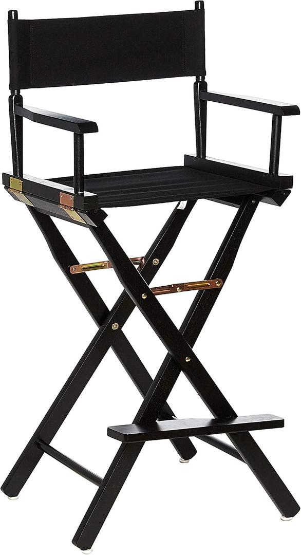 Casual Home Director's Chair ,Black Frame/Black Canvas,30" - Bar Height
