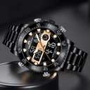 MEGALITH Mens Watch Digital Waterproof Stainless Steel Big Face LED Analog Multifunctional Outdoor Sports Watch, Men's Wrist Watches with Dual Time Backlight Display Alarm Stopwatch