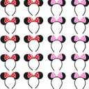 NEWTGAN 20 PCS Mouse Ears Headbands for Birthday Party Theme Park Costume Play Celebration for Boys and Girls (3color)