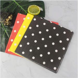 Yellow Red Black Polka Dot Paper Napkins 60count, Decorative Dinner Luncheon Napkins for Party Events, folded 6.5” x 6.5”, unfolded 13” x 13”