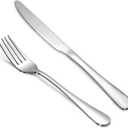 SANTUO 24 Piece Silverware Set with 12 Dinner Knives and 12 Dinner Forks,Flatware Set with Top Food Grade Stainless Steel,Tableware Cutlery Set For Home Restaurant Hotel, Mirror Finish, Dishwasher Safe