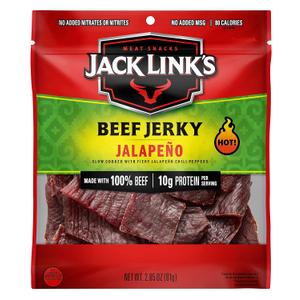 Jack Link's Beef Jerky, Jalapeno Flavorful Meat Snack, Ready to Eat Protein Snack with 10g of Protein and 80 Calories per Serving, Made with 100% Beef, Keto Friendly, 2.85 Oz. (BBD-05/17/2026)