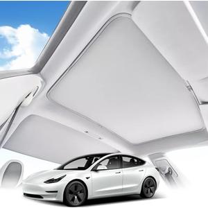 KBOISE 2025 Upgrade Tesla Model 3 Sunshade Roof No Sag, Heat Insulation Foldable Glass Roof Sun Shade Block UV and Keep Cooling, Accessories for Tesla Model 3 2020-2026 Highland Gray
