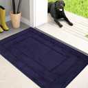 PURRUGS Dirt Trapper Door Mat 24" x 35.5", Non-Slip/Skid Machine Washable Entryway Rug, Dog Doormat, Super Absorbent Welcome Mat for Muddy Wet Shoes and Paws, Navy Blue