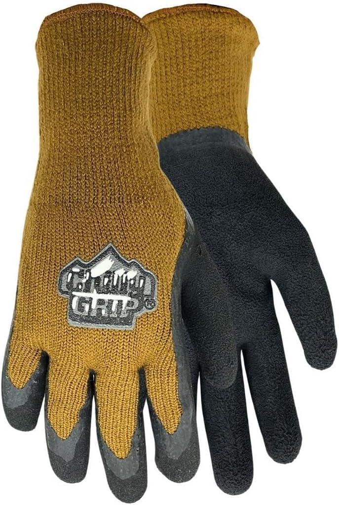 Chilly Grip A315 Black/Brown Large Acrylic Full Fingered Work & General Purpose Gloves - Rubber Foam Coating - A315-L [PRICE is per PAIR]