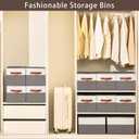 4 Pack Large Storage Bins with Handle,Collapsible Storage Basket for Shelves,Fabric Closet Organizer for Organizing Clothes Blanket,Decorative Dorm Organizers and Storage