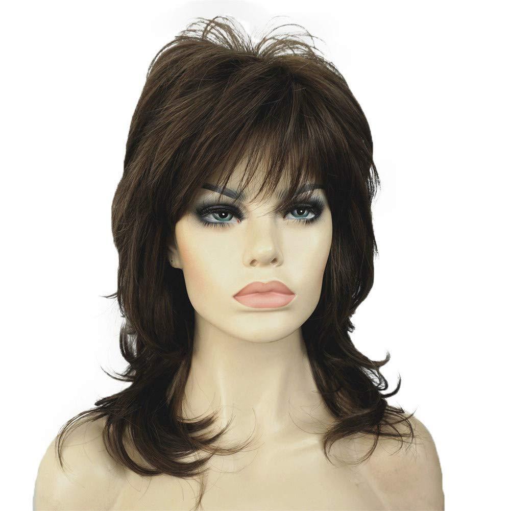 Aimole Shaggy Layered Wig Shoulder Length Women's Wig with Hair Bangs Premium Synthetic Hair Wig for Women (8H14)