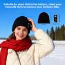 Men's and Womens Beanies with Turned-Up Brim Thickened Knit Winter Skull Hat Includes One hat and Five Interchangeable Badges Black