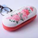 2-In-1 Glasses Case Len Case & Eye Glasses Double Layer Storage Case with Mirror - Fresh Creative Double Sided Portable Design Perfect for Home, Office and Travel (Pink)
