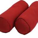 Blazing Needles Corded Twill Bolster Pillows (Set of 2), 20" x 8", Ruby Red, 2 Count