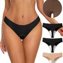 NIASOUL Thongs for Women Seamless No Show G-String Padded Workout Underwear