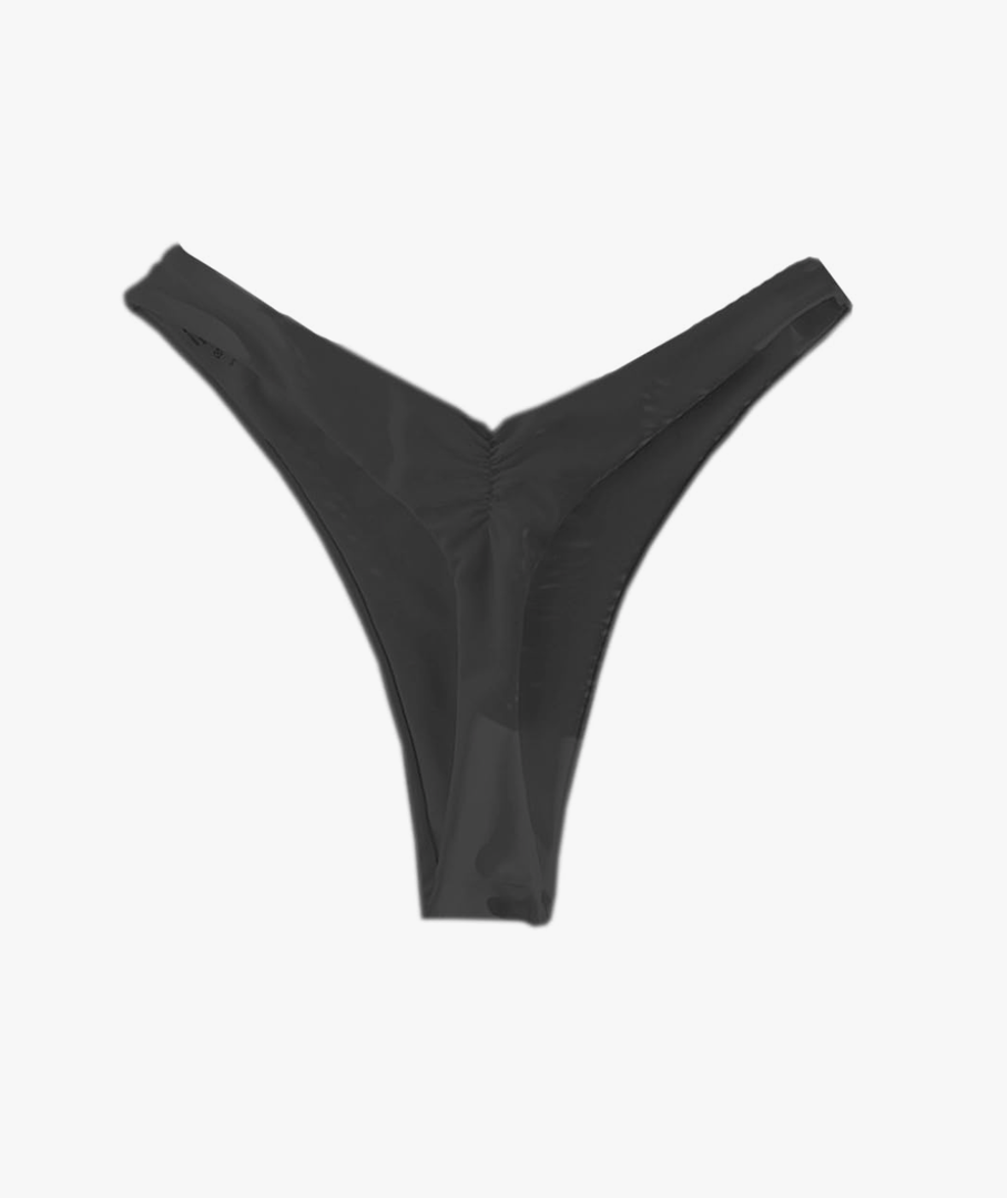 Women's Ruched Back Bikini Bottoms High Cut Bathing Suit Bottoms Cheeky Thong Swimsuit Bottom Size XL
