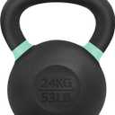 Yes4All Powder Coated Kettlebell, Cast Iron Core Kettlebells with Non-Slip Handle & Flat Bottom for Conditioning, Heavy Duty for Strength Training, 9lb to 71lb - Single & Pair (Light Green)
