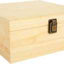 DAJAVE Unfinished Wooden Box, Wooden Storage Box with Hinged Lid, 9x9x4 Inch Pine Wood Box DIY Craft Stash Boxes for Arts Hobbies, DIY, Home Storage