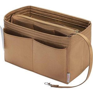 ZTUJO Purse Organizer Insert, Felt Bag Organizer with Metal Zipper, Handbag & Tote Shaper, For Speedy Neverfull Tote, 7 Sizes (Medium, Beige)