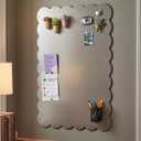 Lincia Magnetic Board for Wall 24 x 36 Inch Large Scalloped Frameless Steel Magnet Bulletin Board Metal Panel for Display Travel Souvenir Dry Erase Memo Home Office with Screw Mount Hardware