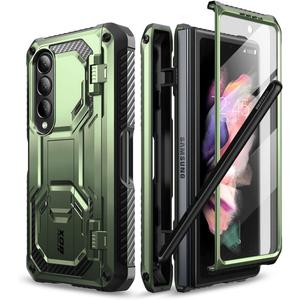 i-Blason Armorbox Designed for Samsung Galaxy Z Fold 4 Case (2022 Release) with Pen Holder & Kickstand, Full Body Protective Bumper Case with Built-in Screen Protector (Guldan)