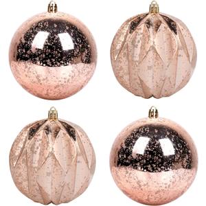 Extra Large Hanging Shatterproof Tree Ball Clear Christmas Ball Ornaments Decorative Mercury Ball with Tree Ornaments Hooks for Xmas Holiday Wedding Decoration (Rose Gold,4inch/4Pcs) (3.9)