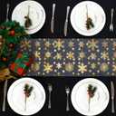 Snowkingdom 2 Pcs Christmas Snowflake Gold Table Runner, 108 Inch Sparkly Gold Glitter Metallic Foil Runners Decorations for Seasonal Winter Festival Holiday Home Party