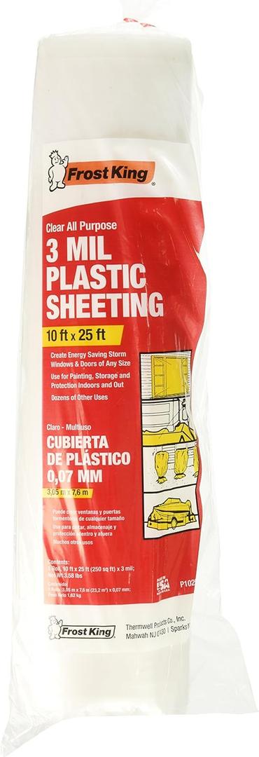 Frost King P1025/3 Polyethylene Sheeting, 10' x 25' x 3 mil., Clear