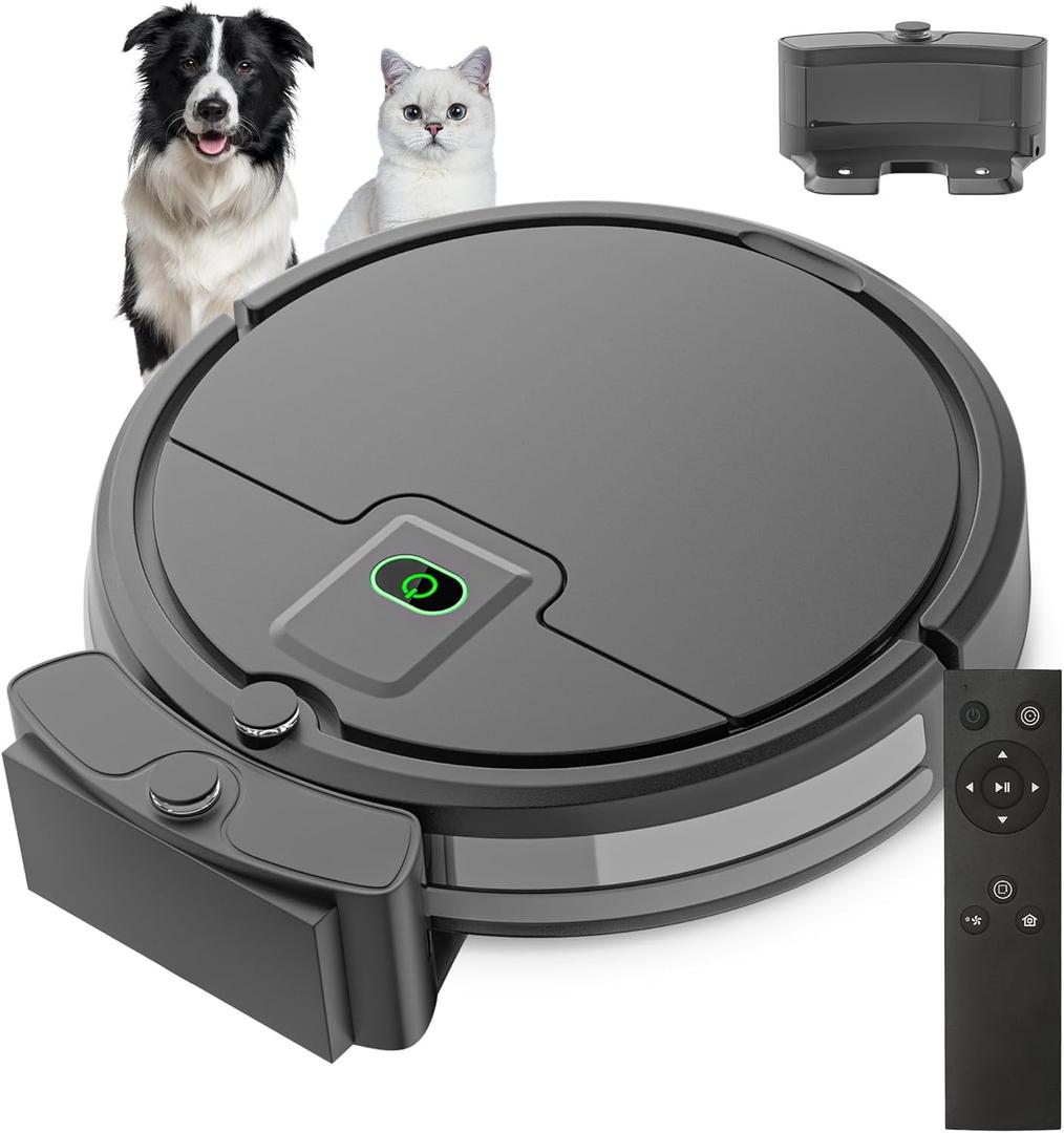 Robot Vacuum, Upgraded 2900Pa Super Thin Robotic Vacuum, 120Mins Max, Tangle Free, Automatic, Quiet Cleaning Robot Vacuum Cleaner for Pet Hairs, Dust, Hardwood Floors & Low-Pile Carpets (Black)