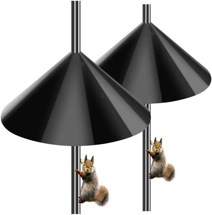 Wide Squirrel Proof Baffles for Bird Feeder Pole, Outdoor Pole Mount Stopper & Guard,Squirrel Cone (2 Pack, Black)