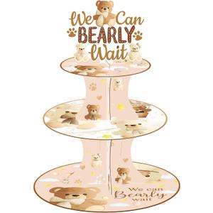 umoni We Can Bearly Wait Cupcake Stand Bear Baby Shower Decorations 3 Tier Bear Theme Cupcake Stand We Can Bearly Wait Baby Shower Decoration Cupcake Holder for Gender Reveal Party Supplies