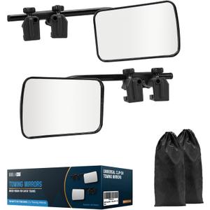 HolaKit Advanced Towing Mirrors, Universal Clip-On Truck & RV Trailer Tow Mirrors, Side Mirrors Extenders for Safe Towing hitch, Up to 7 inches Extension, 360 Degree Adjustable for Wide Vision, 1 Pair