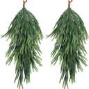 2 Pcs Artificial Christmas Teardrop Swag, 28" Faux Pine Needles Teardrop Door Swag, Christmas Norfolk Greenery Teardrop Wreath for Xmas Holiday Door Table Mantle Fireplace Indoor Outdoor Decor