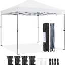 Yaheetech 8x8 Pop Up Canopy Easy Set-up Tent, Portable Outdoor Canopy Instant Tent, Commercial Gazebo with Wheeled Carry Bag & 4 Sandbags for Home, Party & Outdoor Activities, White