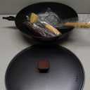 Carbon Steel Wok -13 Inch Woks & Stir-fry Pans Nonstick, Wok Pan with Lid Spatula and Dish Brush: Pre-Seasoned Flat Bottom Chinese Woks for Induction, Electric, Gas, All Stoves