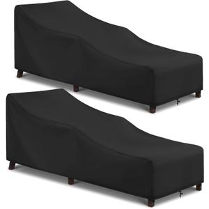 Arcedo Patio Lounge Chair Cover 2 Pack, Waterproof Outdoor Chaise Lounge Covers for Outdoor Furniture and Outside Stackable Cushions, 84" x 32" x 32" H, Black
