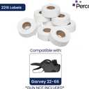 Perco White Garvey 2216 Pricing Labels for Garvey 22-66/22-77/22-88 Two Line Pricing Gun - 9 Rolls, 1 Sleeve - 9,000 Pricemarking Labels and 1 Inker Included