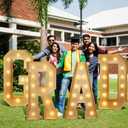 Graduation Decorations 2025 4 ft Tall Grad Light up Letters Large Grad Marquee Lighted Letter Sign for Class of 2025 High School College Graduation Party Supplies