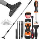 Tallew 12 Pcs Floor Scraper Tool 52" Long with Plastic Scraper Set, Non Scratch Razor Blade for Floor Cleaning, Label Glue Paint Removal(Bright Color)