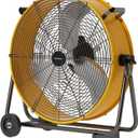 24" Industrial Drum Fan, 8800 CFM High-Velocity Floor Fan | 3-Speed Control, 360 Tilt, Heavy-Duty Metal, UL Listed, Easy-Move Wheels for Garage, Gym, Warehouse & Workshop Use, Yellow