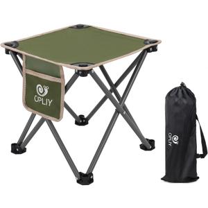 Opliy Camping Stool, Folding Samll Chair Portable Camp Stool for Camping Fishing Hiking Gardening and Beach, Camping Seat with Carry Bag (Green, L 13.5")
