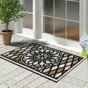 CHICHIC Welcome Door Mat 17x 30 Inch Front Doormat Outdoors for Home Entrance Outdoors Mat for Outside Entry Way Doormat Entry Rugs, Heavy Duty Non Slip Rubber Back Low Profile, Flower