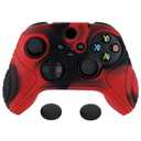 ExtremeRate PlayVital Samurai Edition Anti-Slip Controller Grip Silicone Skin for Xbox Core Controller, Ergonomic Protective Case Cover for Xbox Series S/X w/Thumb Grips - Red & Black