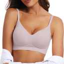 OEAK Womens Wireless Bras Comfortable Push Up Bra No Underwire Bra Full Support Lift Bralette Everyday Seamless Tshirt Bras (3X-Large, Pink)