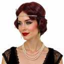 STfantasy 20S Finger Wave Wig Flapper Curly Synthetic Hair for Women 1920s Cosplay Costume Halloween Party Daily Everyday Wear (Black+Red)