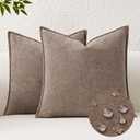 Kevin Textile Waterproof Decorative Pillow Covers Taupe 26x26 Inch Pack of 2 Soft Boucle Textured Euro Pillowcases Elegant Accent Pillows for Couch Sofa Chair Bed Home Decor Indoor Outdoor