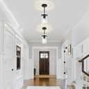 2 Pack Black Pendant Lights Kitchen Island, Modern Hammered Glass Pendant Lighting Over Island Hanging Kitchen Light Fixtures Hallway Ceiling Lights Adjustable Pendant Light for Dining Room Entryway