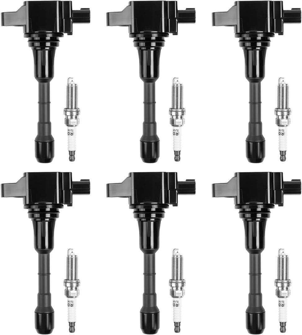 Ignition Coil Pack and Iridium Spark Plug Set of 6 Compatible with Maxima Murano Pathfinder Quest Altima Q50 QX60 FX35 3.5L V6 Replace UF550