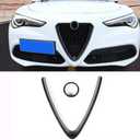 YIWANG Carbon Fiber Style ABS Chrome Front Grill Decoration Frame Trim 2Pcs For Alfa Romeo Stelvio 2017 2018 2019 2020 Auto Accessories (NOT Applicable for Giulia) (Carbon Fiber)