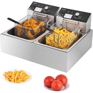 Commercial Deep Fryer with Basket, 3400w Countertop Electric Deep Fryer